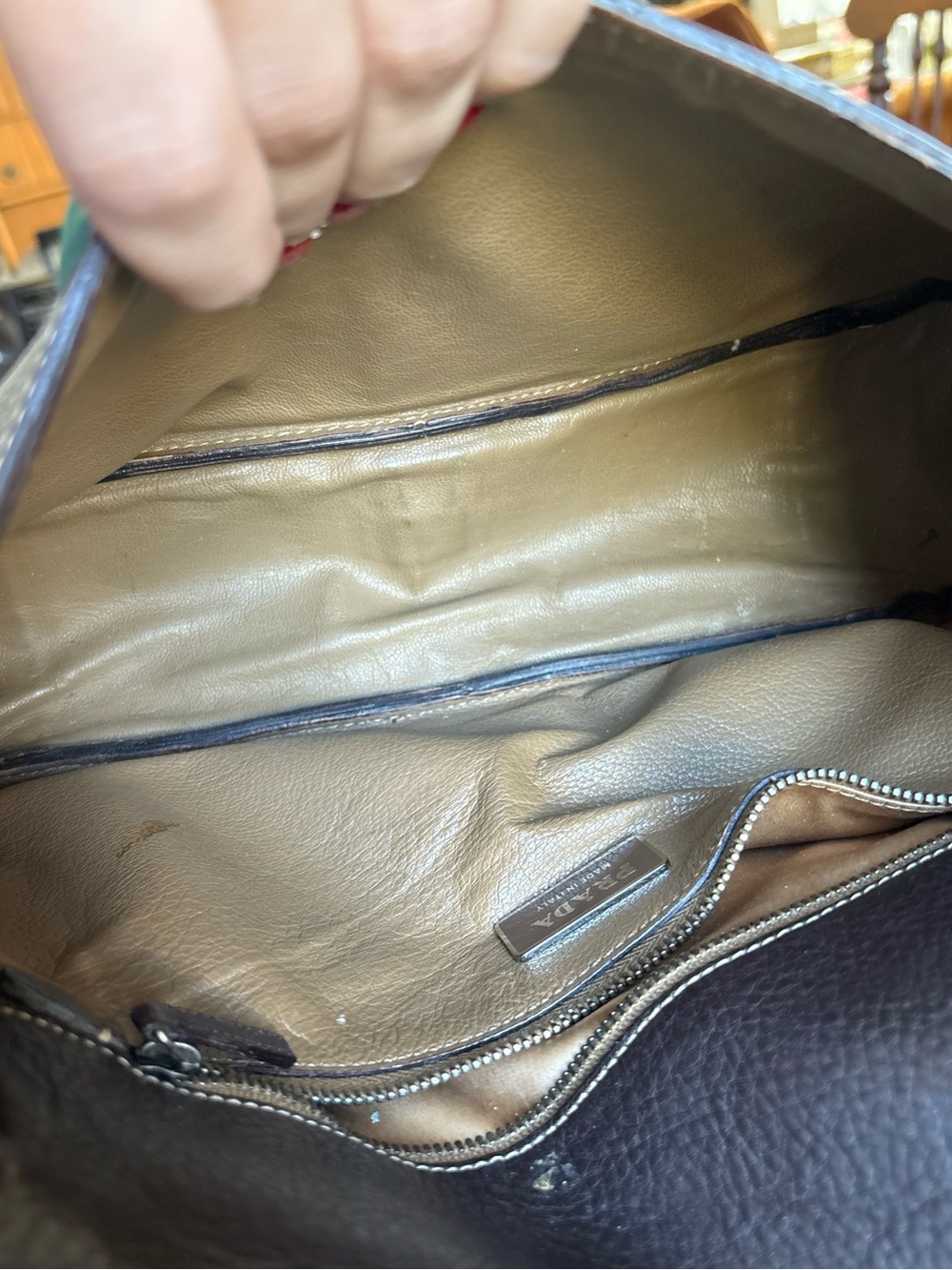 Prada Dark Brown Pebbled Leather crossbody Bag - Picture 7 of 10